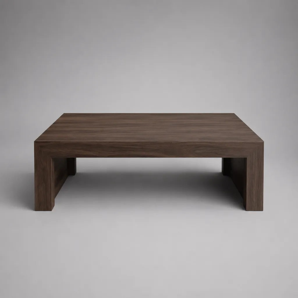 Tavolo basso quadrato in MDF placcato noce, marrone noce, 80 × 80 × 40 cm