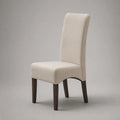 Sedia imbottita beige in tessuto e legno con schienale alto, 45 × 55 × 100 cm