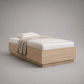 Cornice letto singolo in pannello di particelle melamine, letto 90 × 200 cm, dimensioni 205 × 95 × 40 cm, rovere leggero