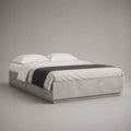 Letto doppio imbottito in poliestere grigio chiaro, letto 160 × 200 cm, 170 × 210 × 35 cm dimensioni