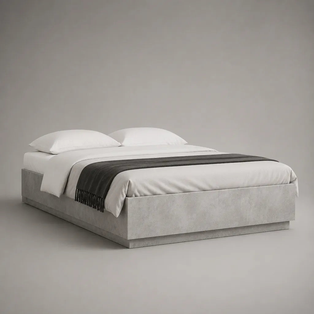 Letto doppio imbottito in poliestere grigio chiaro, letto 160 × 200 cm, 170 × 210 × 35 cm dimensioni