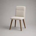 Sedia da pranzo imbottita in poliestere beige con piedi eva massiccio, 46 × 55 × 86 cm