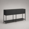 Buffet rettangolare nero a 2 porte con mensola MDF e metallo, 160 × 40 × 90 cm