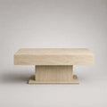 Tavolo rettangolare in travertino beige e crema, 100 × 60 × 45 cm