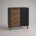4 cassetti, 1 porta pannello MDF e pannello di particelle di noce nero e marrone, 100 × 40 × 120 cm