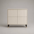 Armadio rettangolare MDF con scanalatura beige con 4 ante, 100 × 40 × 105 cm