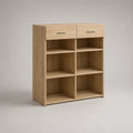 Armadio in pannello di particelle di melamina, 2 cassetti e 6 nicchie, rovere leggero, 90 × 35 × 110 cm