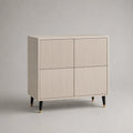 Unità di stoccaggio rettangolare a 4 porte in scanalatura, MDF avorio, 100 × 40 × 110 cm