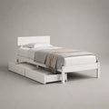 Letto singolo in pino bianco massiccio con 2 cassetti, letto 90 × 200 cm, dimensioni 205 × 96 × 80 cm