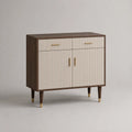 Armadio in legno e metallo con 2 porte e 2 cassetti, marrone noce e beige, 100 × 40 × 105 cm