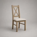 Sedia da pranzo in legno naturale con seduta imbottita e schienale X, 45 × 50 × 98 cm