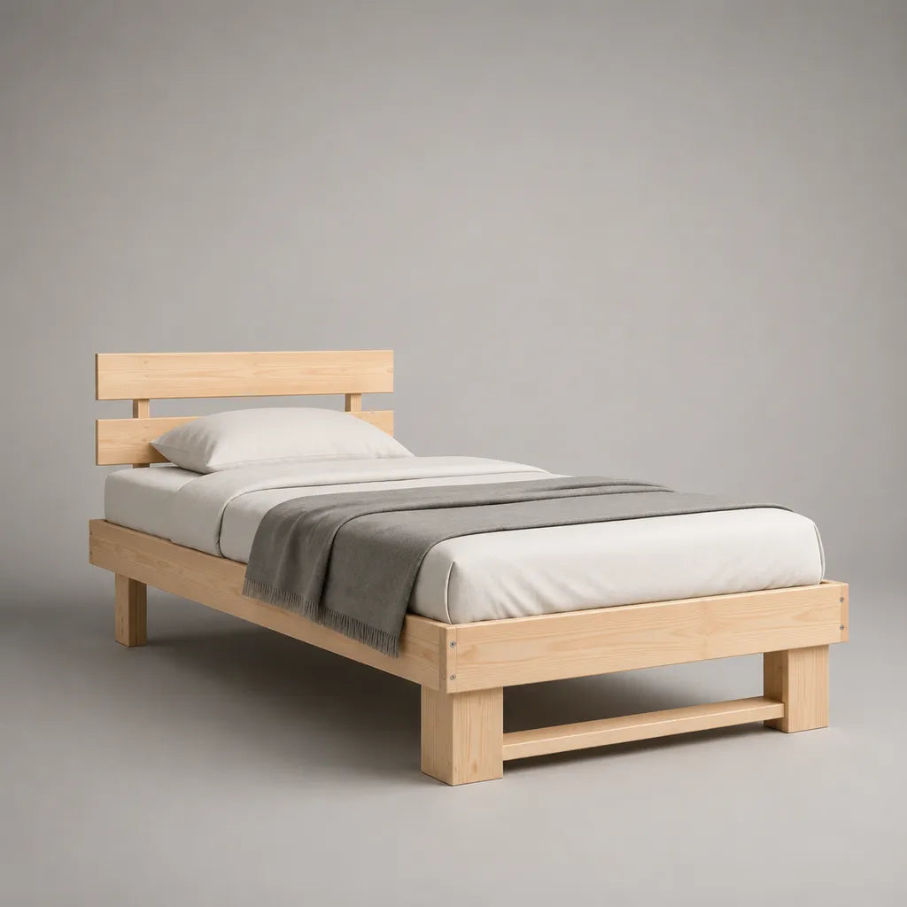 Cornice letto quadrato rettangolare in legno naturale 210 × 100 × 90 cm per materassi 90 × 200 cm