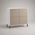 Contenitore rettangolare a 4 porte in pannello di particelle di melamina, bianco, gregio e nero, 100 × 40 × 100 cm